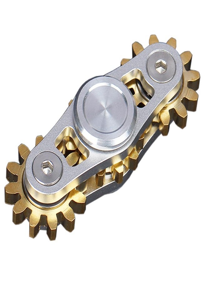 Bitopbi Pure Brass Fidget Spinner Gears Linkage Fidget Gyro Toy Metal DIY Hand Spinner Spins Long Time EDC Focus Meditation Break Bad Habits ADHD with Multiple Premium Bearings (Spinner 3 Gears White) - Image 1
